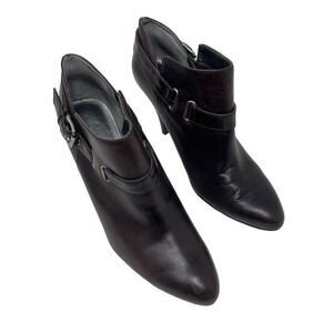 Nine West Womens Leather Sappheir Buckle Pointed Toe Booties Brown Size 8.5M
